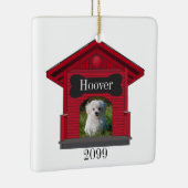 Dog Upload Photo Dog House w Bone-kerstCerami Keramisch Ornament (Rechts)