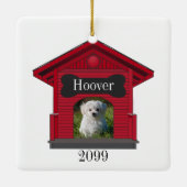 Dog Upload Photo Dog House w Bone-kerstCerami Keramisch Ornament (Achterkant)
