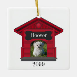 Dog Upload Photo Dog House w Bone-kerstCerami Keramisch Ornament