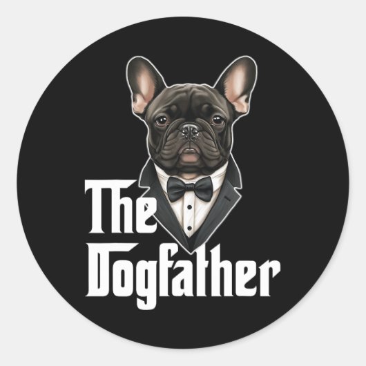 Dog vader Franse buldog vader franchie papa hond e Ronde Sticker (Voorkant)