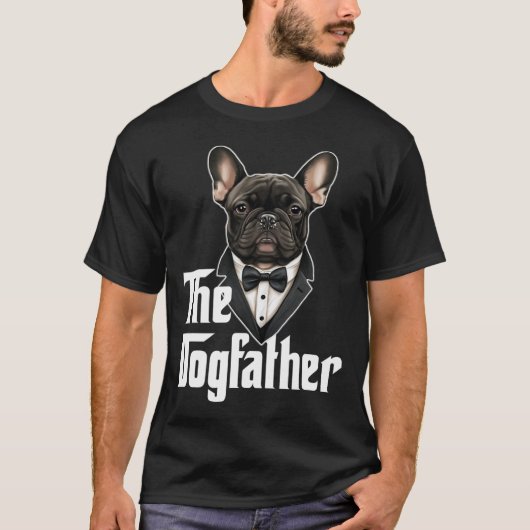 Dog vader Franse buldog vader franchie papa hond e T-shirt (Voorkant)