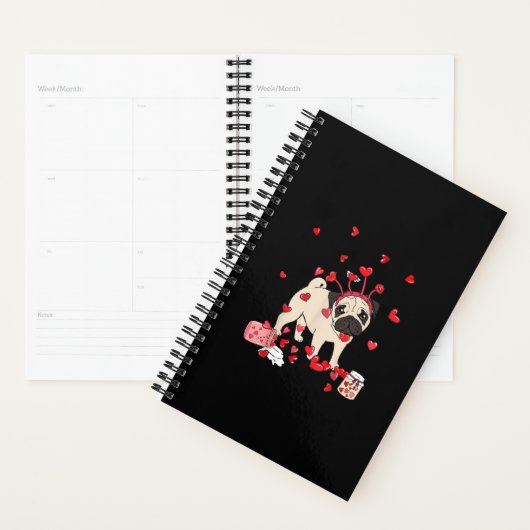 Dog Valentijn Cadeft | Cute Pug-Valentijnsdag Planner (Display)