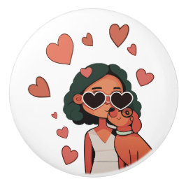 Dog Valentijn Canvas tas Keramische Knop