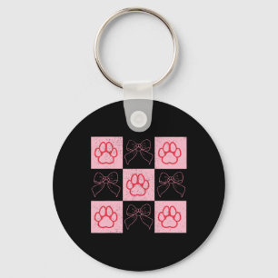 Dog Valentijn Coquette Bow Dog Paw Heart Valentijn Sleutelhanger