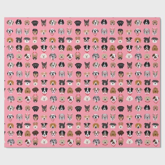Dog Valentijn Face Pattern Cadeaupapier (Vlak)