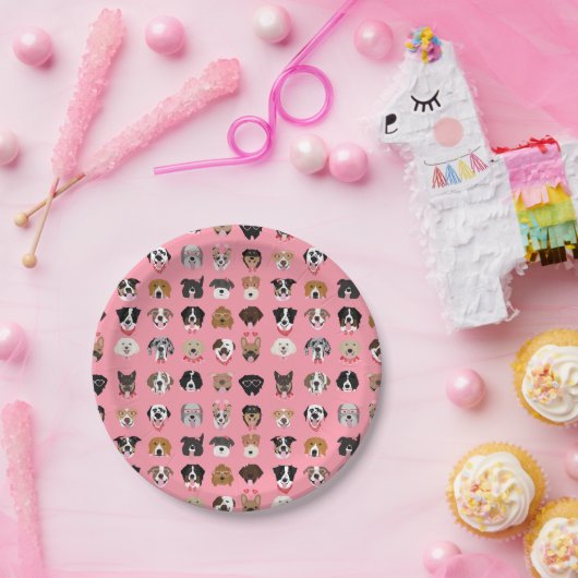 Dog Valentijn Face Pattern Papieren Bordje (Feest)