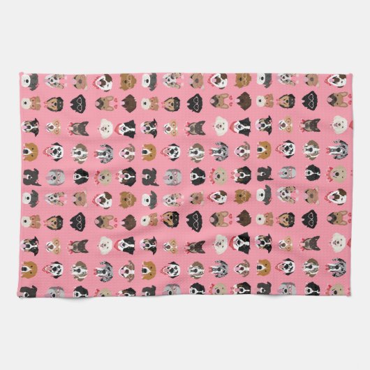 Dog Valentijn Face Pattern Theedoek (Horizontaal)