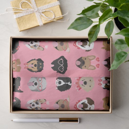Dog Valentijn Face Pattern Tissuepapier (Geschenk)