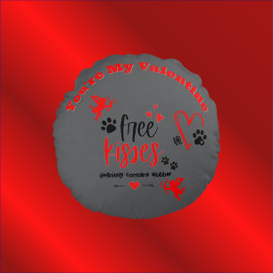 Dog Valentijn - Free Kisses bevat absoluut Rond Kussen