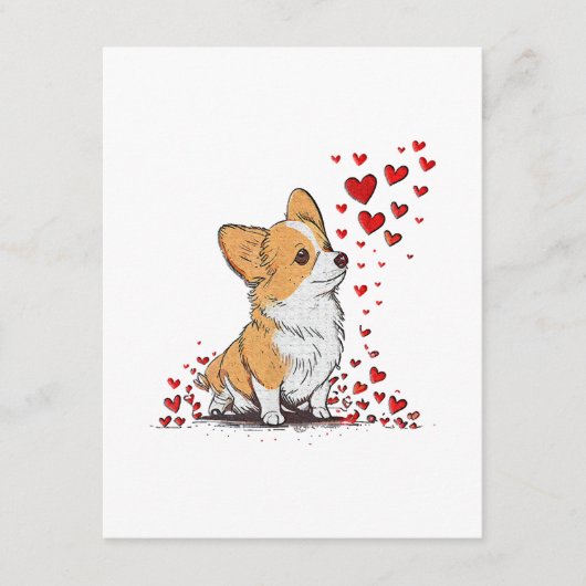 Dog Valentijn Schattige Corgi Valentijn s Day Informatiekaartje (Voorkant)