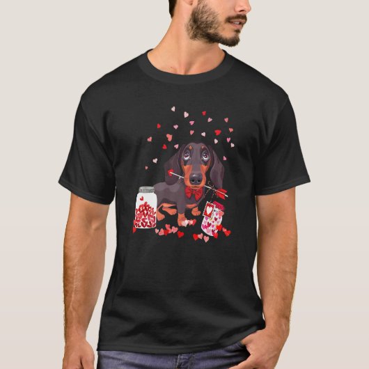 Dog Valentine Cute Dachshund Valentine's Day 1 T-shirt (Voorkant)