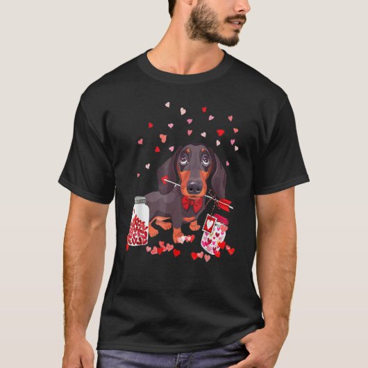 Dog Valentine Cute Dachshund Valentine's Day T-shirt (Voorkant)