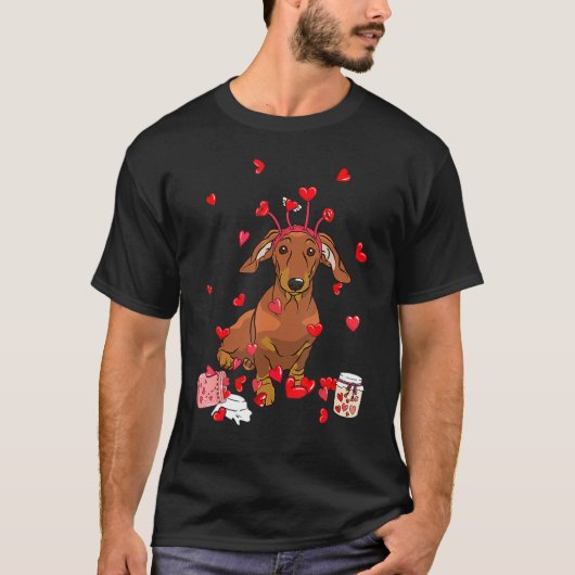Dog Valentine Gift Cute Dachshund Valentine's Day T-shirt (Voorkant)