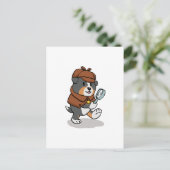 Dog verkleed als een detective | kies voor de acht briefkaart (Staand voorkant)