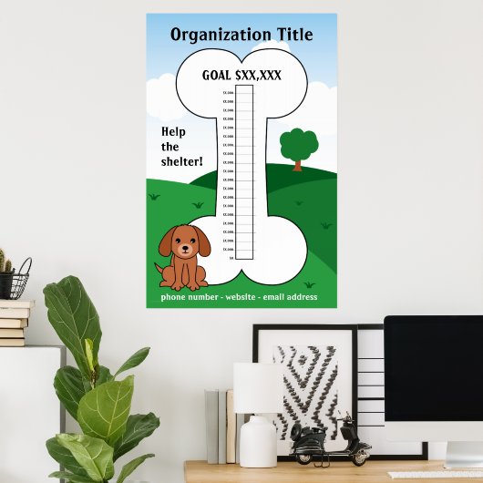 Dog veroorzaakt Fundraising Thermometer Poster (Thuiskantoor)