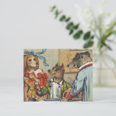 Dog Victoriaans Dinner Dress Doggy Briefkaart (Staand voorkant)