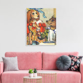 Dog Victoriaans Dinner Dress Doggy Canvas Afdruk (Insitu (Woonkamer))