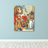 Dog Victoriaans Dinner Dress Doggy Canvas Afdruk (Insitu (Houten vloer))