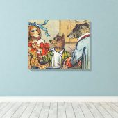 Dog Victoriaans Dinner Dress Doggy Canvas Afdruk (Insitu (Houten vloer))