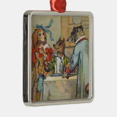 Dog Victoriaans Dinner Dress Doggy Metalen Ornament (Rechts)