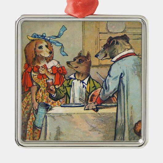Dog Victoriaans Dinner Dress Doggy Metalen Ornament (Voorkant)
