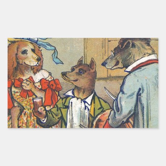 Dog Victoriaans Dinner Dress Doggy Rechthoekige Sticker (Voorkant)