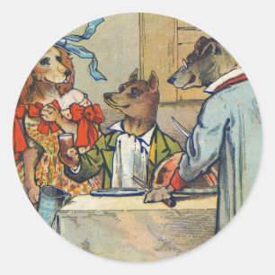 Dog Victoriaans Dinner Dress Doggy Ronde Sticker