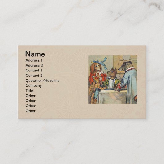 Dog Victoriaans Dinner Dress Doggy Visitekaartje (Voorkant)