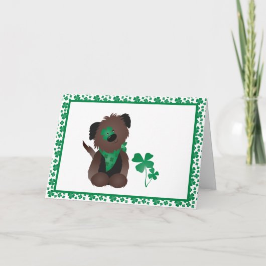 Dog Vier Leaf Clover Green Kaart (Voorkant)