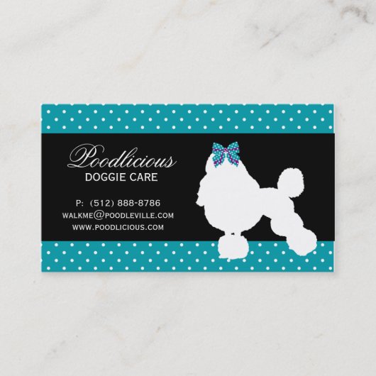 Dog Visitekaartje Podle Cute Polka Dot Blue (Voorkant)