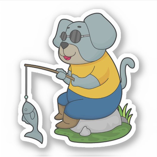 Dog Vist Fisher Finshing Sticker (Voorkant)