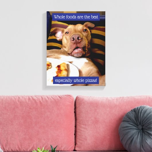 Dog vol met Pizza Canvas Afdruk (Insitu (Woonkamer))