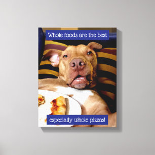 Dog vol met Pizza Canvas Afdruk