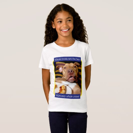 Dog vol met Pizza T-shirt (Voorkant volledig)