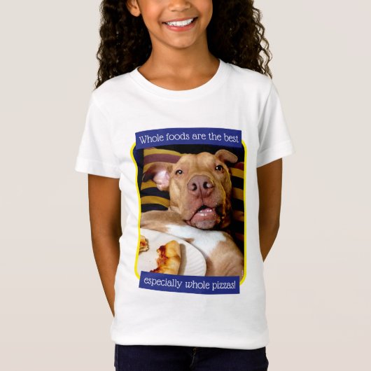 Dog vol met Pizza T-shirt (Voorkant)