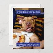 Dog vol met Pizza Uitnodiging Briefkaart (Voorkant / Achterkant)