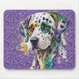 DOG VOOR CUTE WATERVERF MARDI GRAS DALMATION DOG MUISMAT