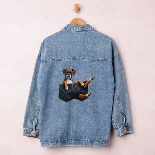 Dog voor doos in een zak denim jacket (Hangar)