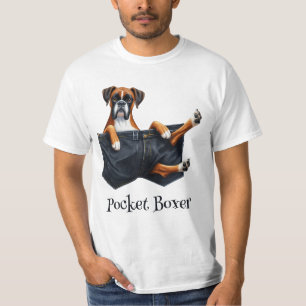 Dog voor doos in een zak t-shirt