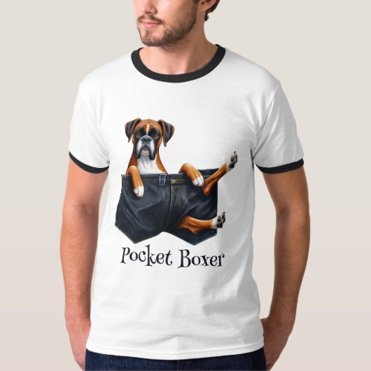 Dog voor doos in een zak t-shirt (Voorkant)