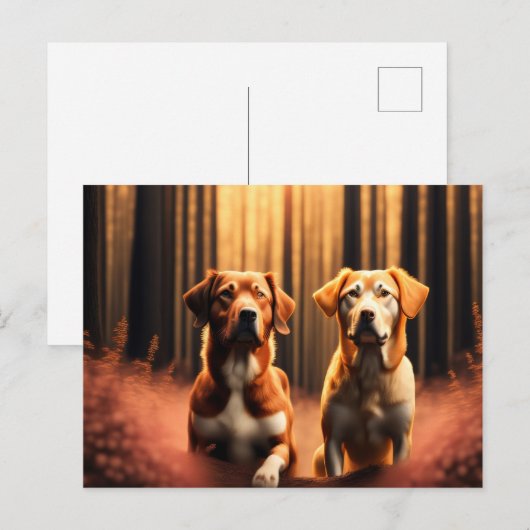 Dog vrienden die in het bos poseren briefkaart (Voorkant / Achterkant)