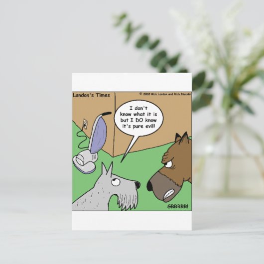 Dog VS. Vacuum Cleaner Funny Gifts & Collectibles Briefkaart (Staand voorkant)