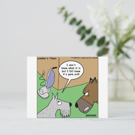 Dog VS. Vacuum Cleaner Funny Gifts & Collectibles Briefkaart (Staand voorkant)