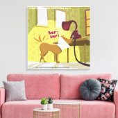 Dog W/E-Collar Sniffing Lamp Funny Canvas Afdrukke Afdruk (Insitu (Woonkamer))