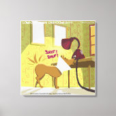 Dog W/E-Collar Sniffing Lamp Funny Canvas Afdrukke Afdruk (Voorkant)