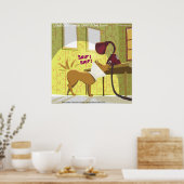 Dog W/E-Collar Sniffing Lamp Funny Poster (Keuken)