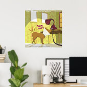 Dog W/E-Collar Sniffing Lamp Funny Poster (Thuiskantoor)