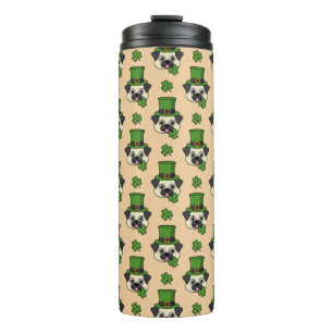 Dog w Green Pet en Shamrock St Patrick's Pattern Thermosbeker