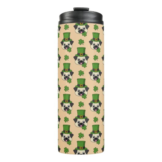 Dog w Green Pet en Shamrock St Patrick's Pattern Thermosbeker (Voorkant)
