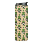 Dog w Green Pet en Shamrock St Patrick's Pattern Thermosbeker (Gedraaid links)